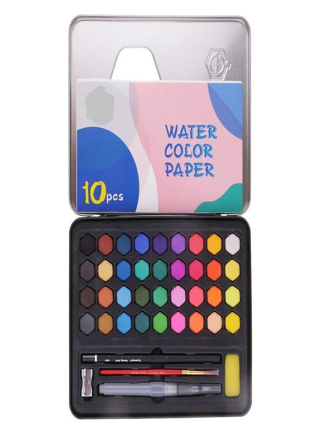 KABEER ART Watercolor Cakes Set Art Painting Kit with Watercolor Paper, 36 Colors, Multicolour - Image 1